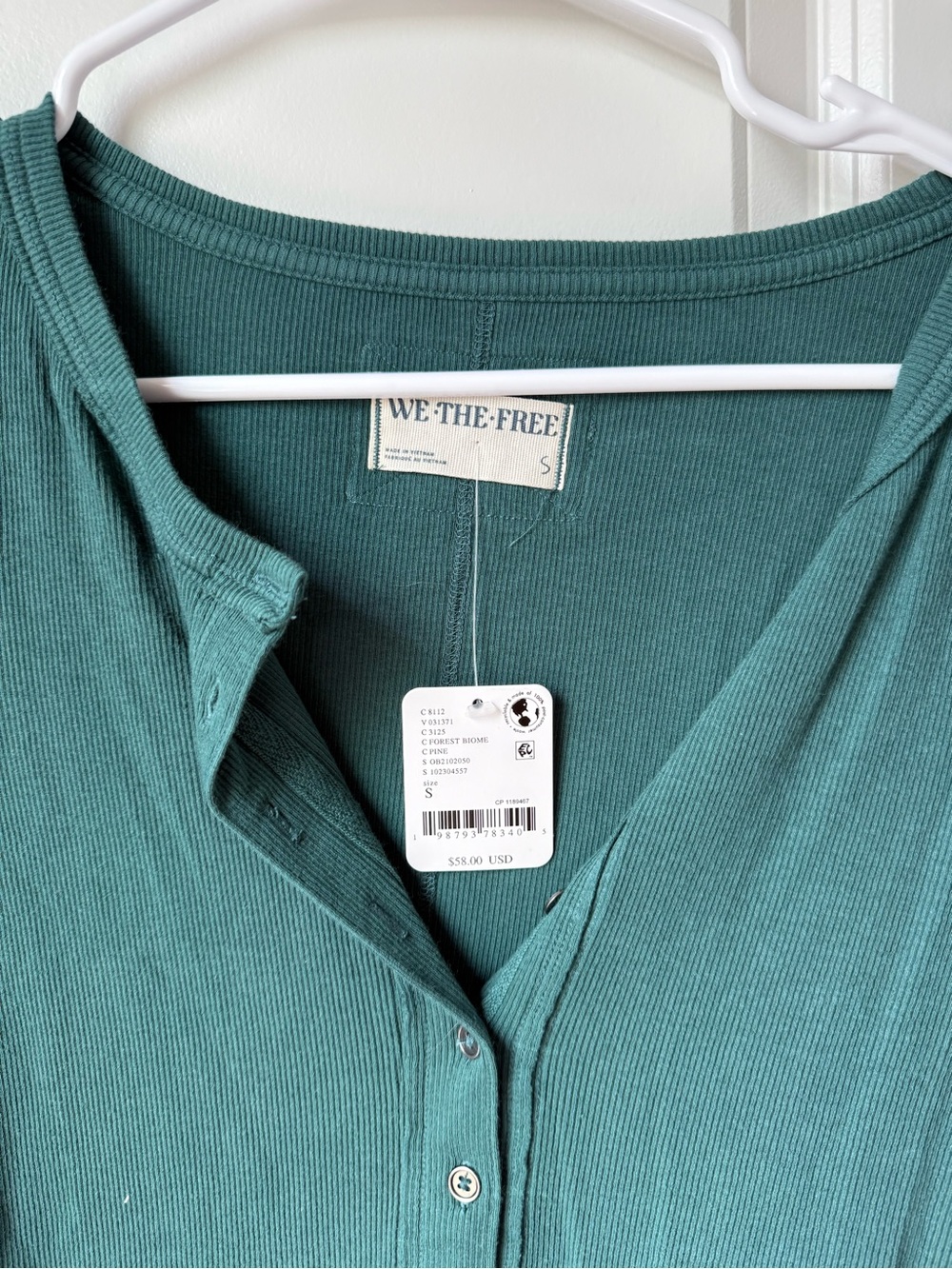 We The Free Teal Green Ribbed Button-Down Top